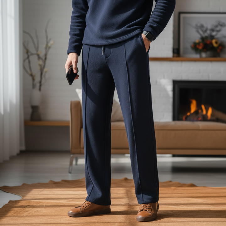 Luxury Fleece Pintuck Pants - Navy Blue