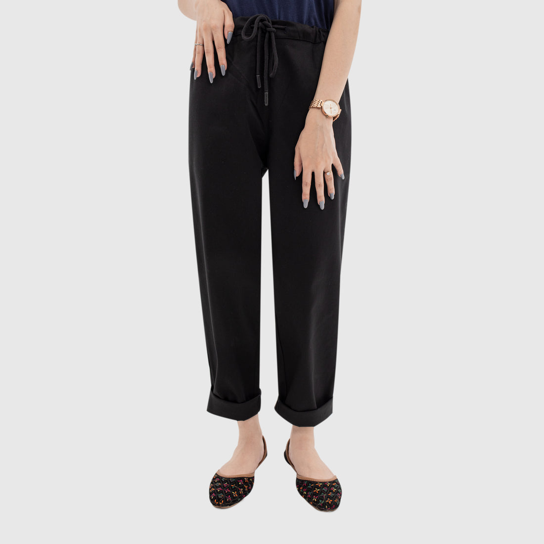 Twill PaperBag Pants - Black