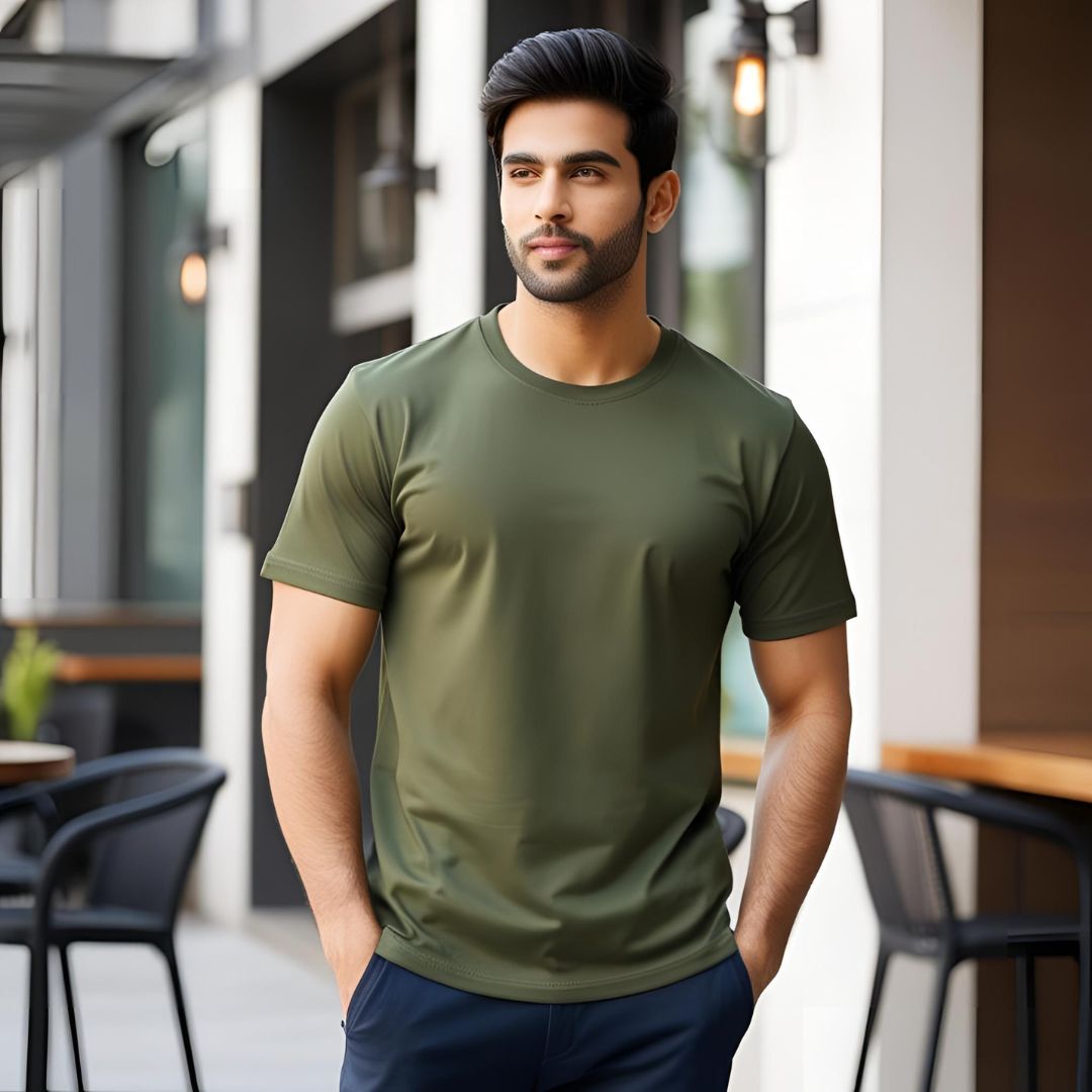 Men Round Neck Tee -  Green