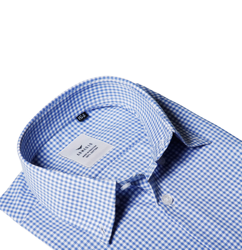 Sky Blue Pin-Check Shirt