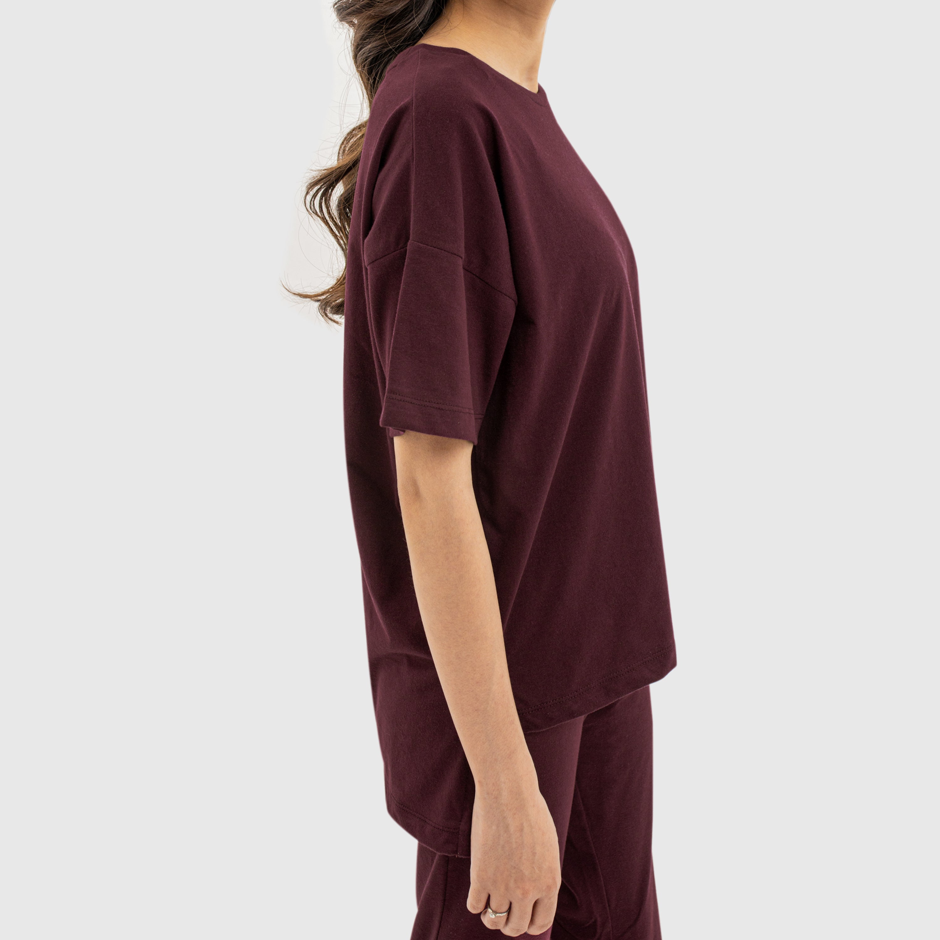 Women Round Neck Tee - Maroon