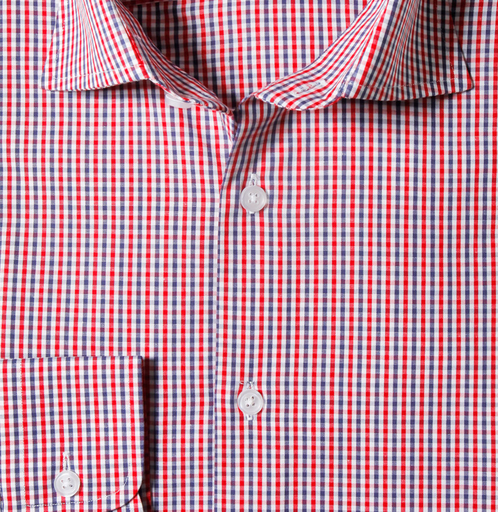 Red and Navy Pin Check
