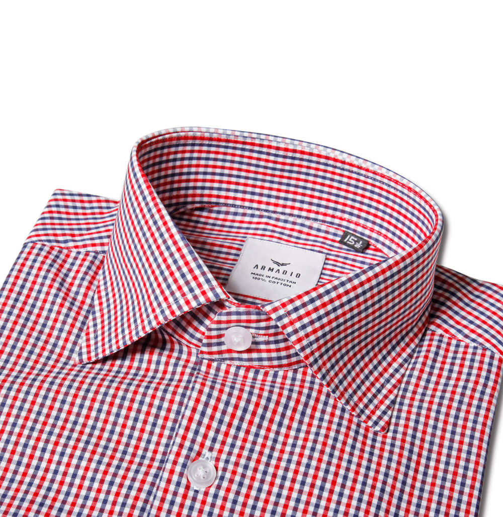 Red and Navy Pin Check