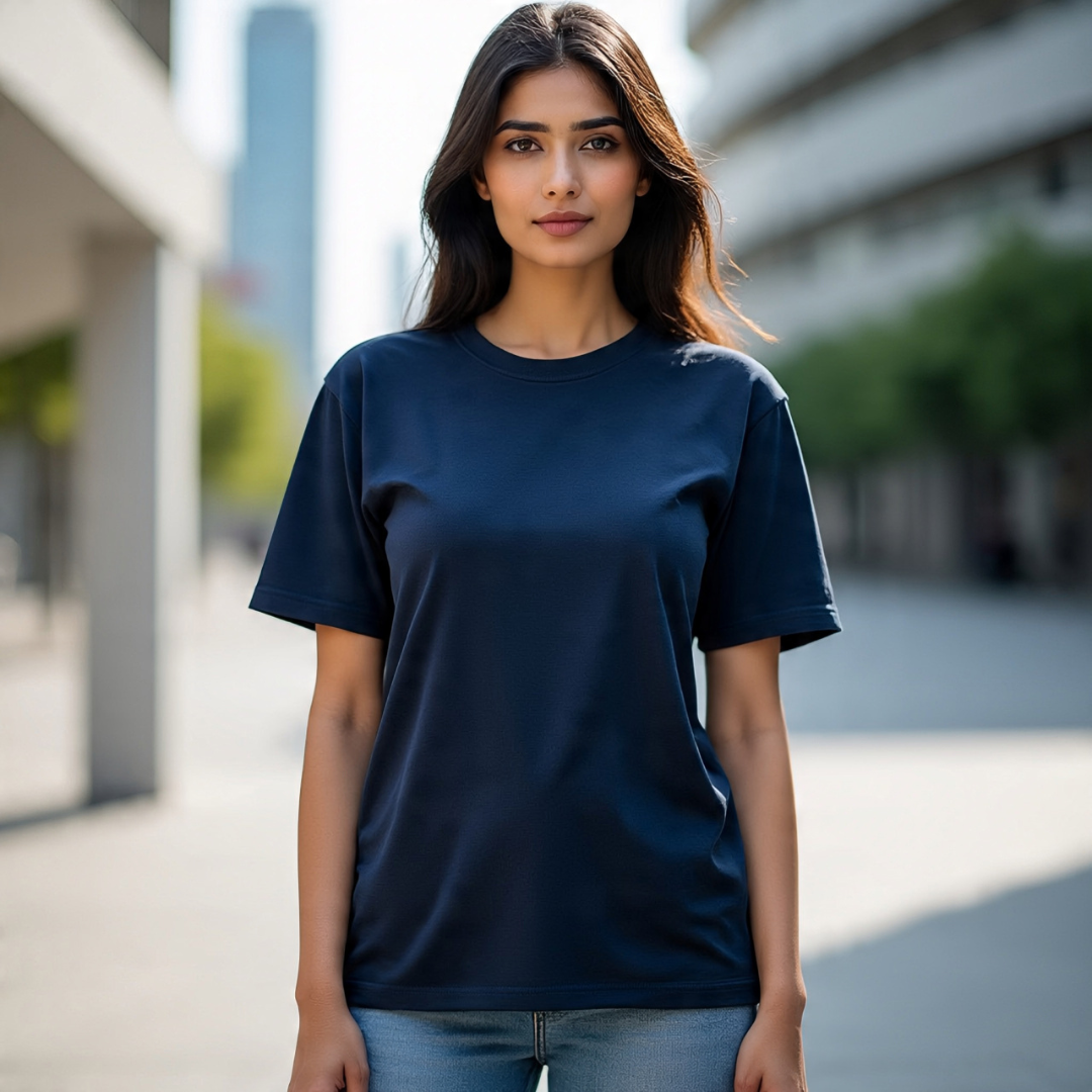 Women Round Neck Tee -  Navy
