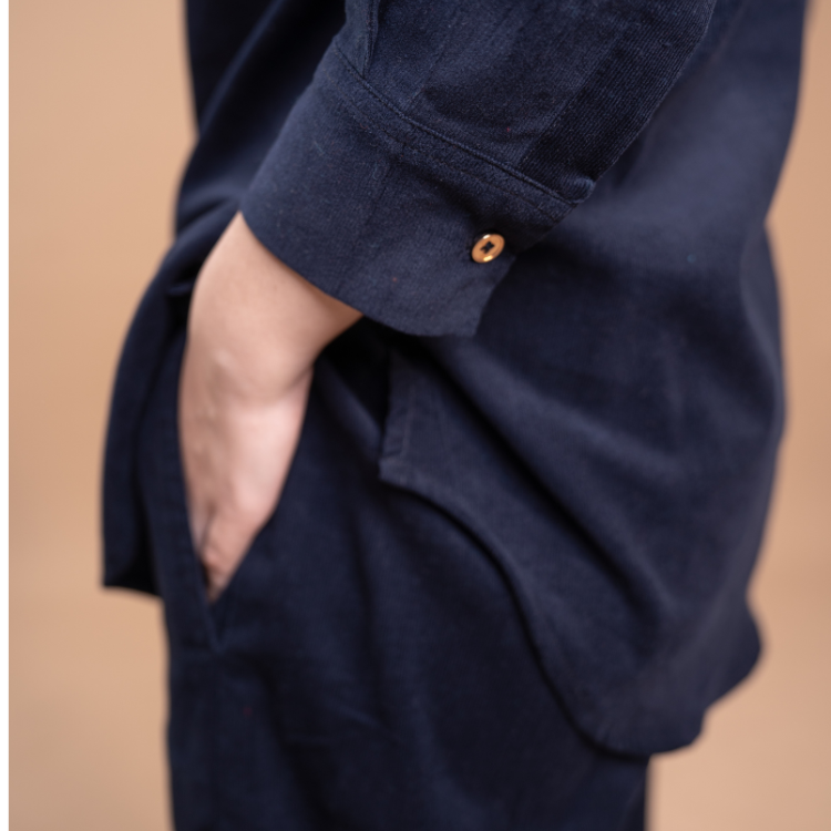 Women Corduroy Coord Set - Navy