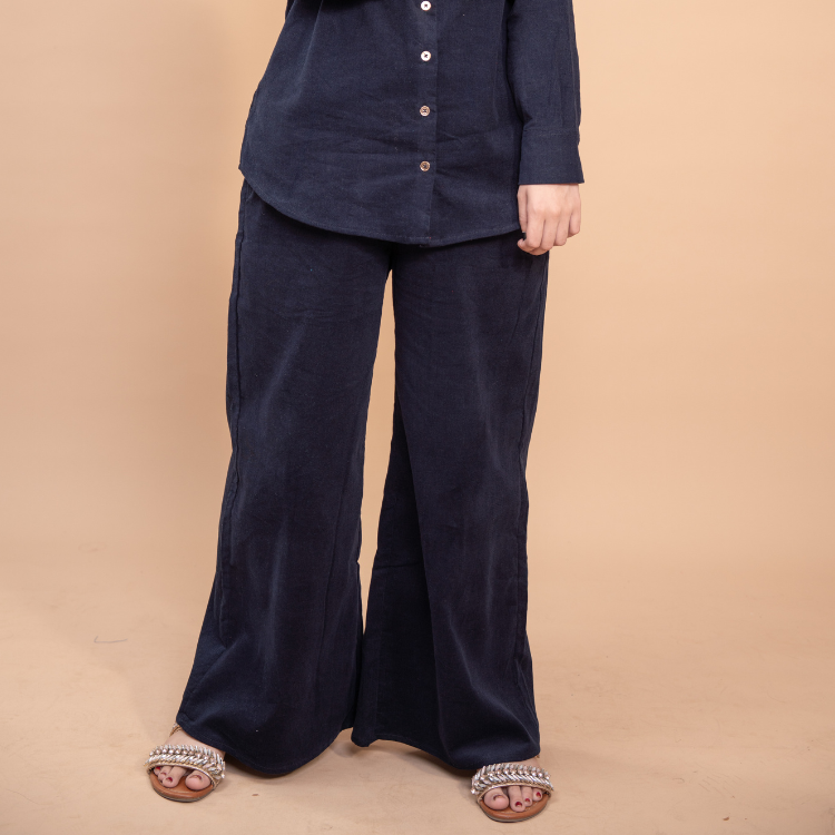 Women Corduroy Coord Set - Navy
