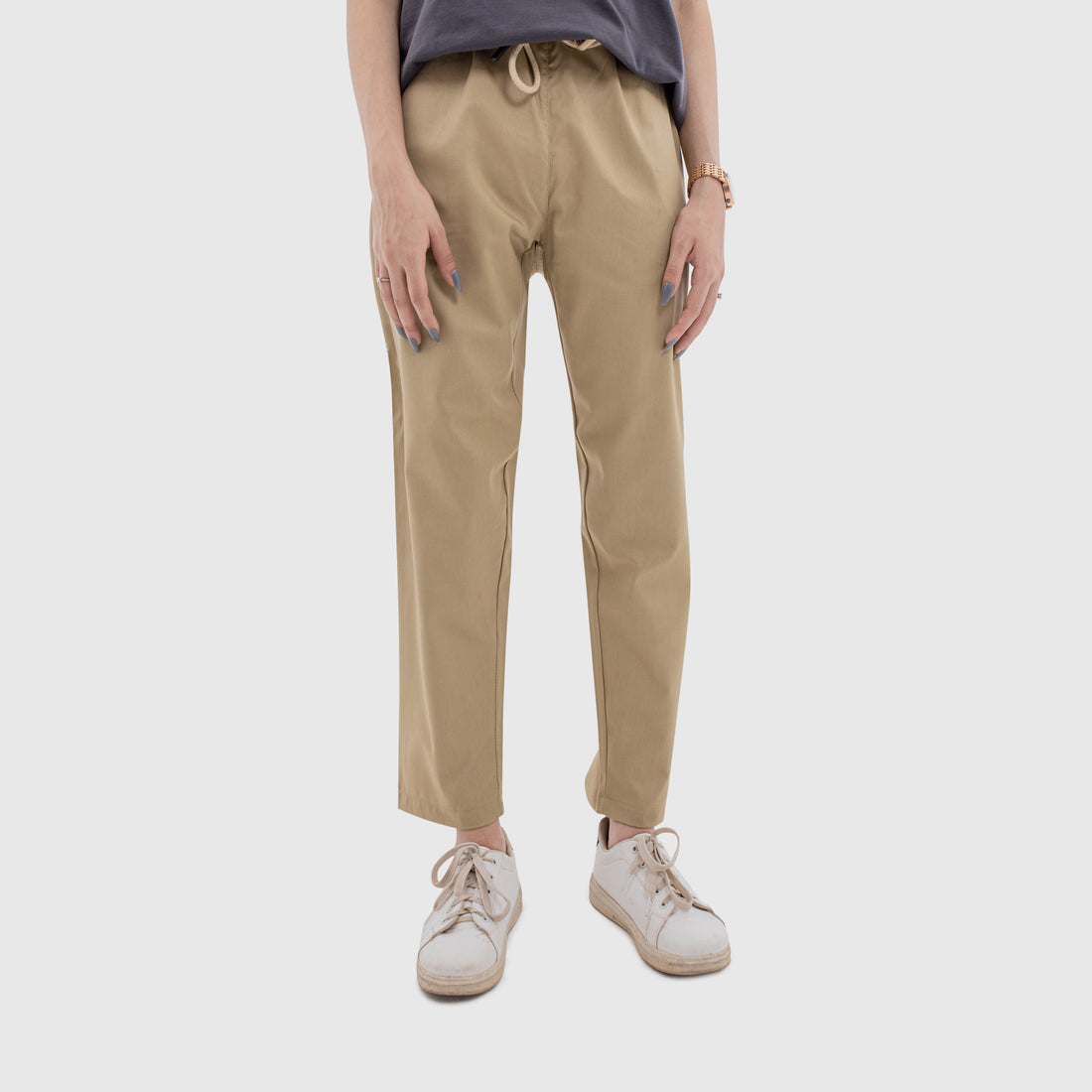 Twill PaperBag Pants - Khaki