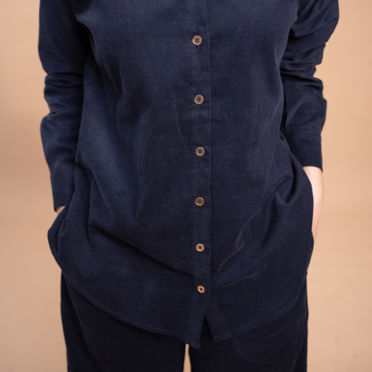 Women Corduroy Coord Set - Navy