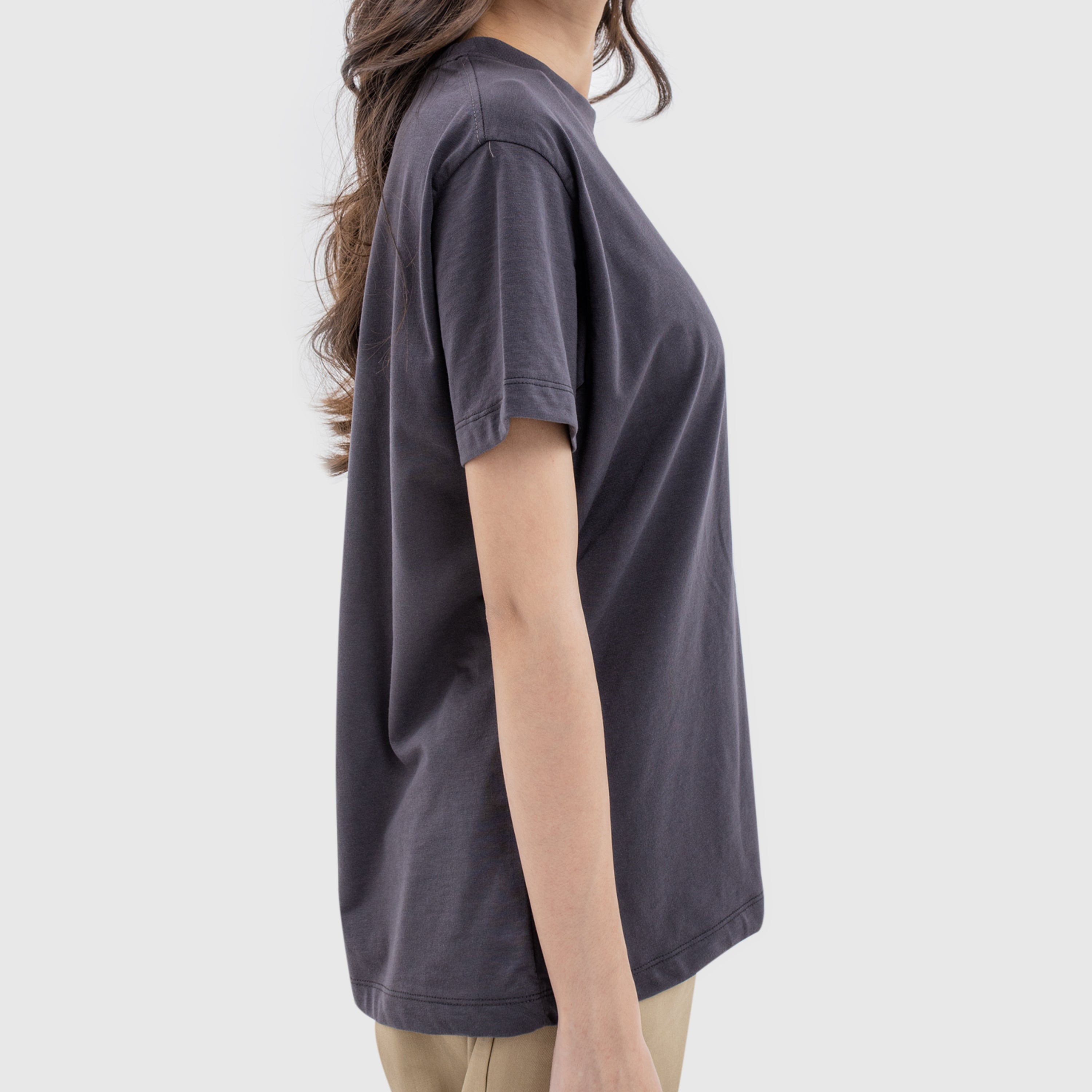 Women Round Neck Tee - Charcoal