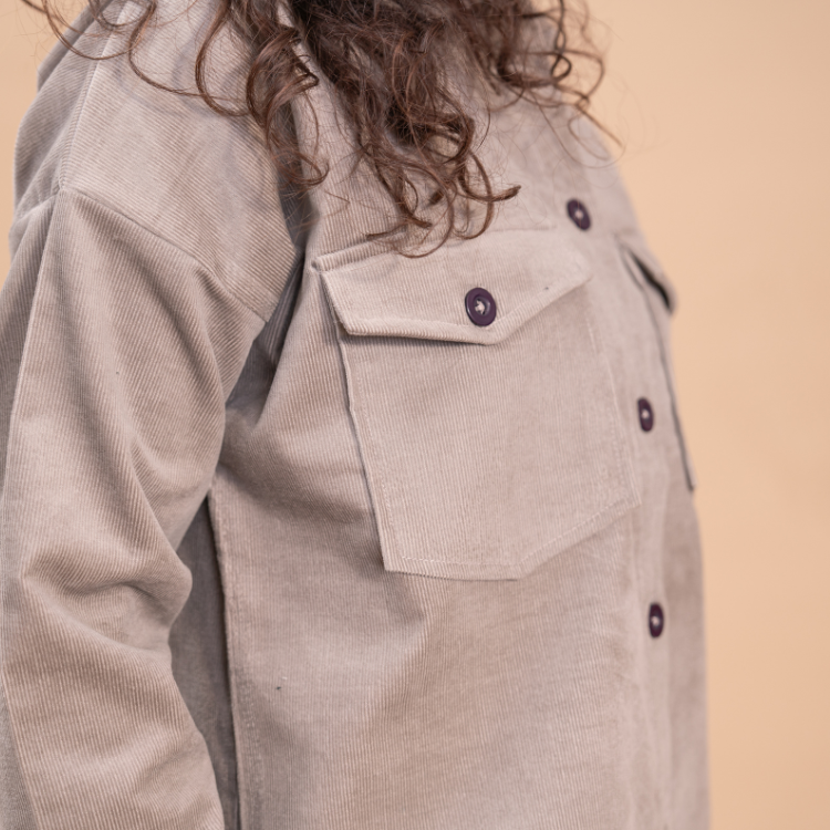 Women Corduroy Coord Set - Grey
