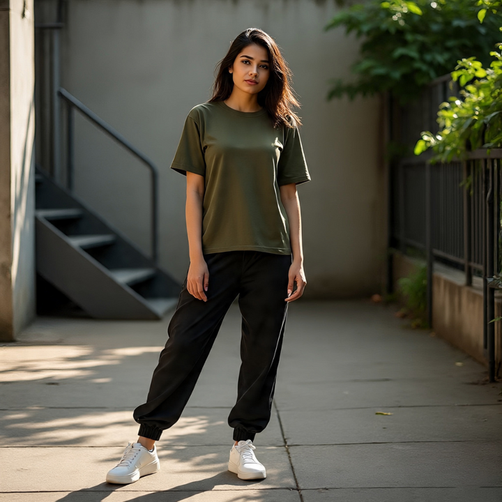 Women Round Neck Tee - Green