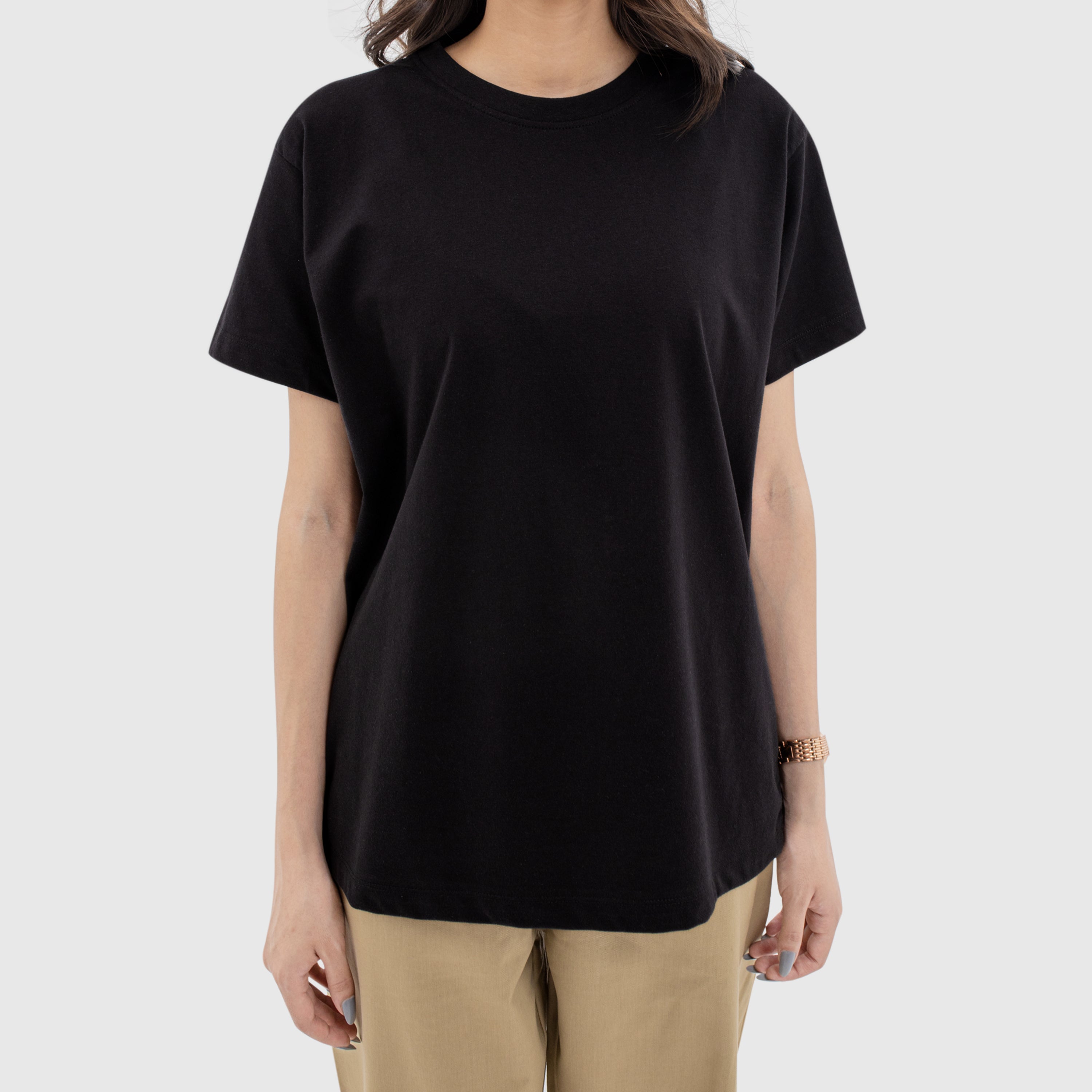 Women Round Neck Tee - Black