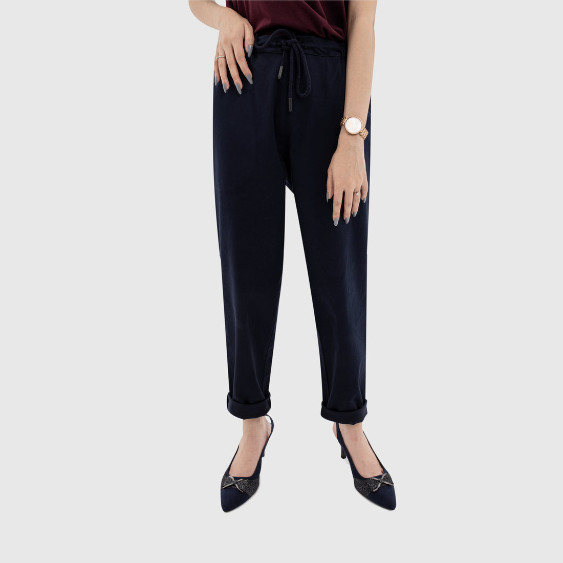 Twill PaperBag Pants - Navy