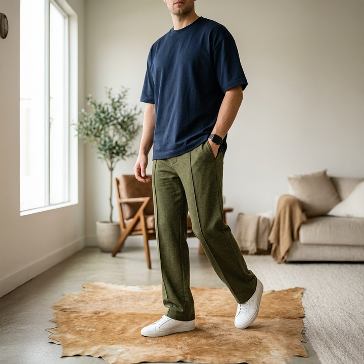 Luxury Knit Pintuck Pants - Army Green