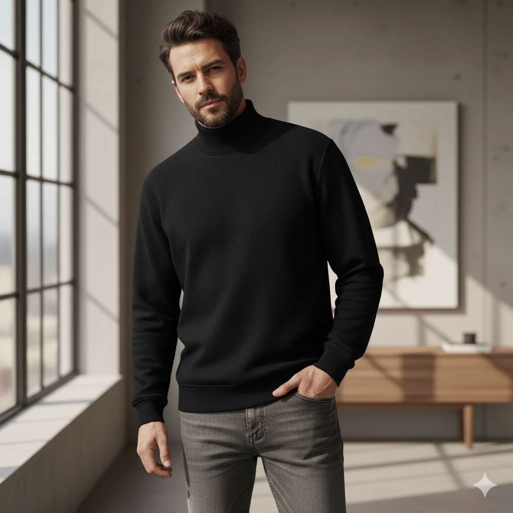 Mock Neck Jumper - Black