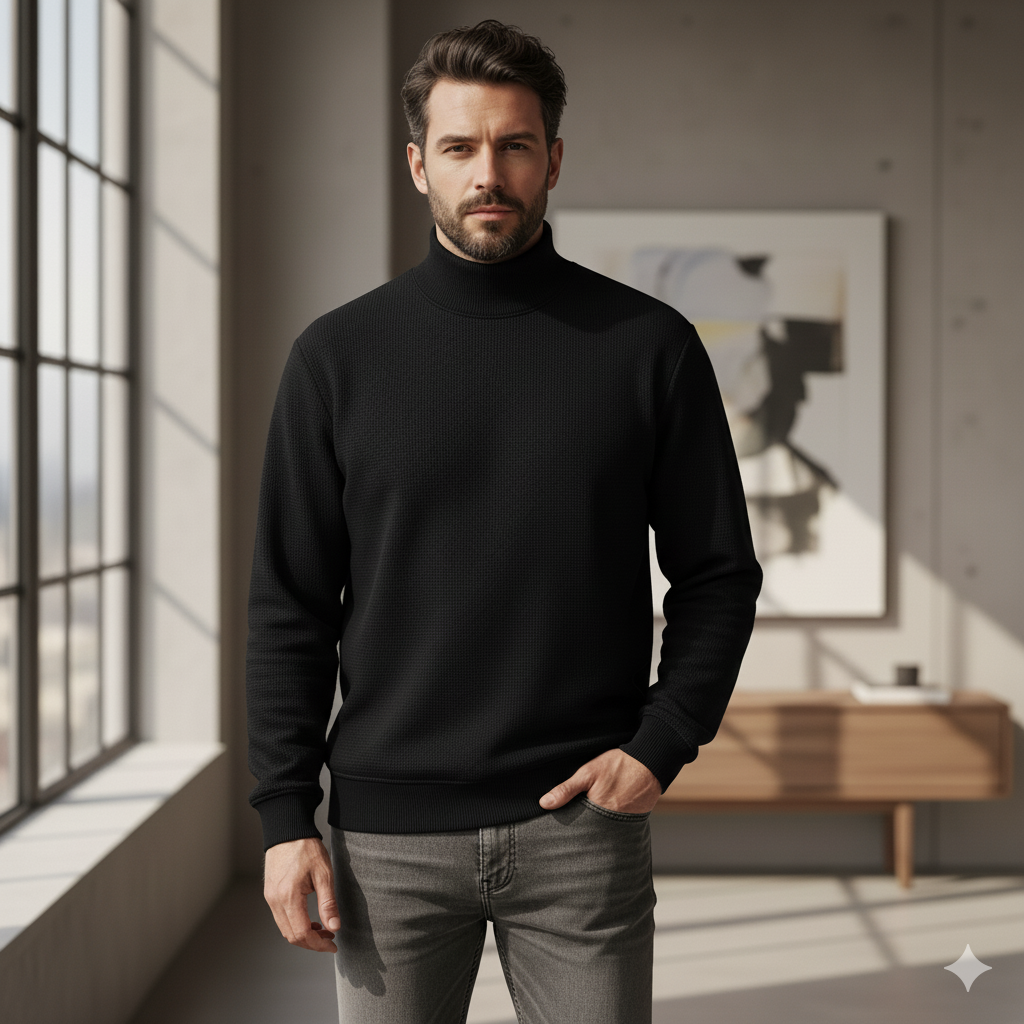 Mock Neck Jumper - Black