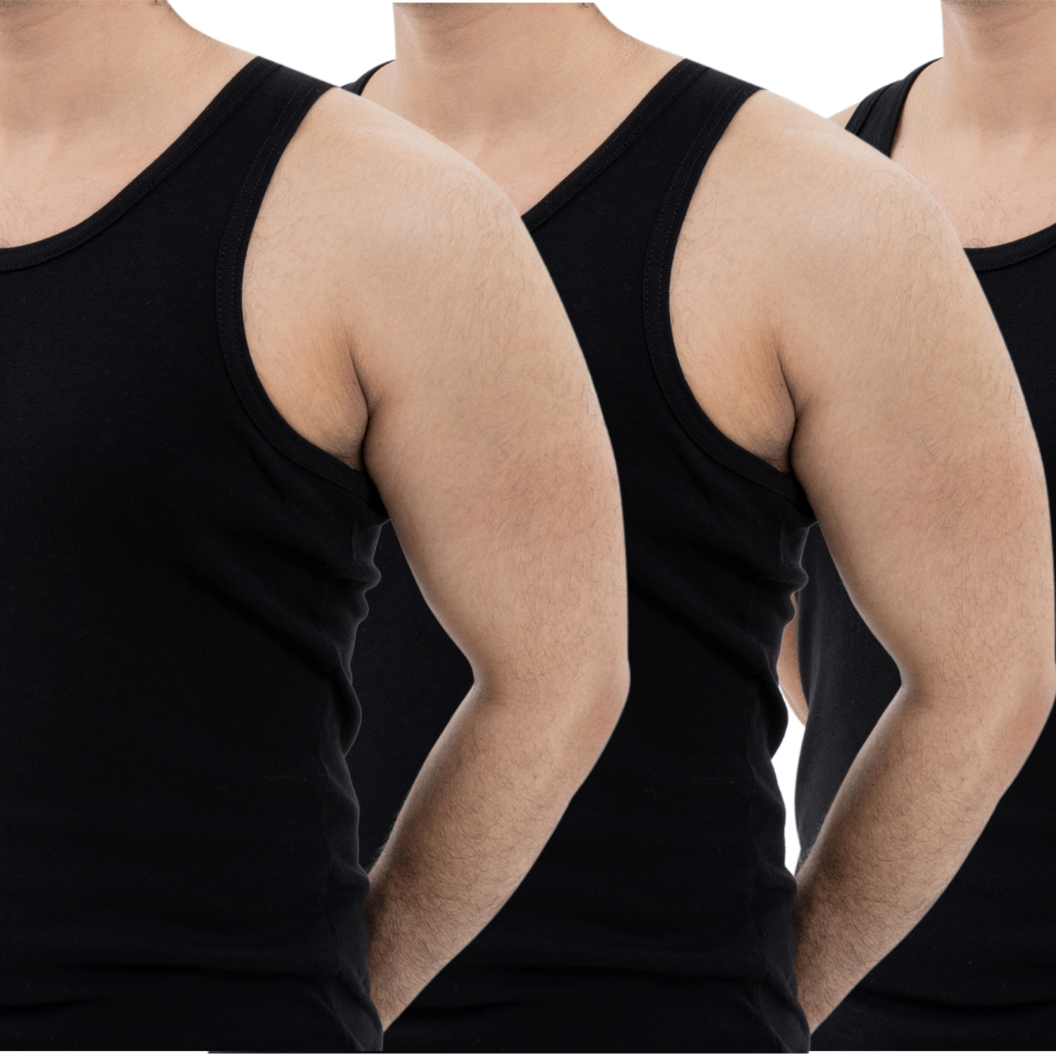 Classic Athletic Rib Vest - Black - Pack of 3