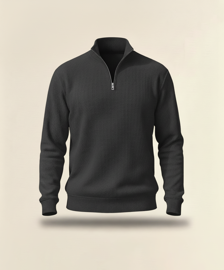 Qtr Zip Mock Neck - Black