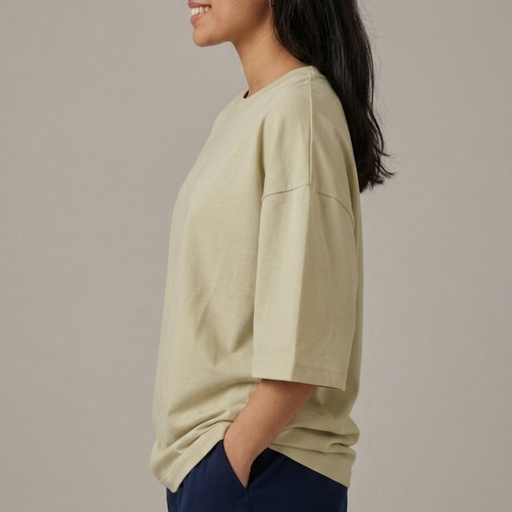LUXE Box-Fit Reglan Tee | Beige