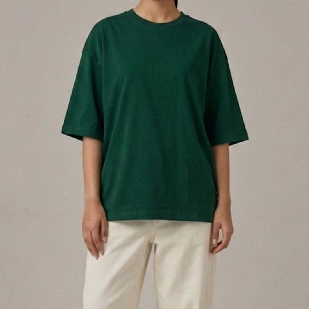 LUXE Box-Fit Reglan Tee | Bottle Green
