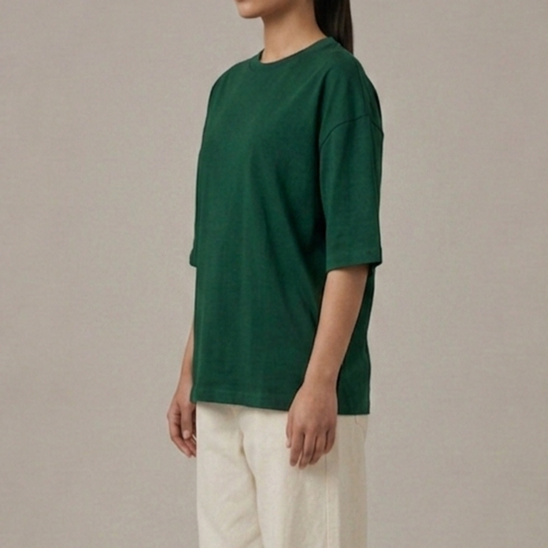 LUXE Box-Fit Reglan Tee | Bottle Green
