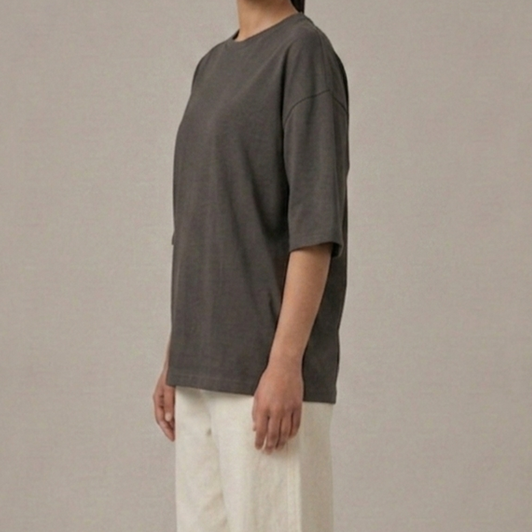LUXE Box-Fit Reglan Tee | Smoked Grey