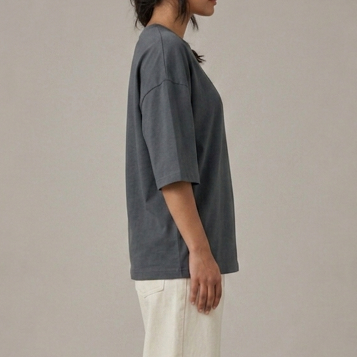 LUXE Box-Fit Reglan Tee | Charcoal