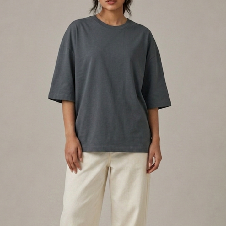 LUXE Box-Fit Reglan Tee | Charcoal