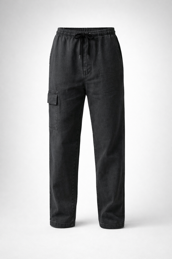 Demin Cargo Pants - Black