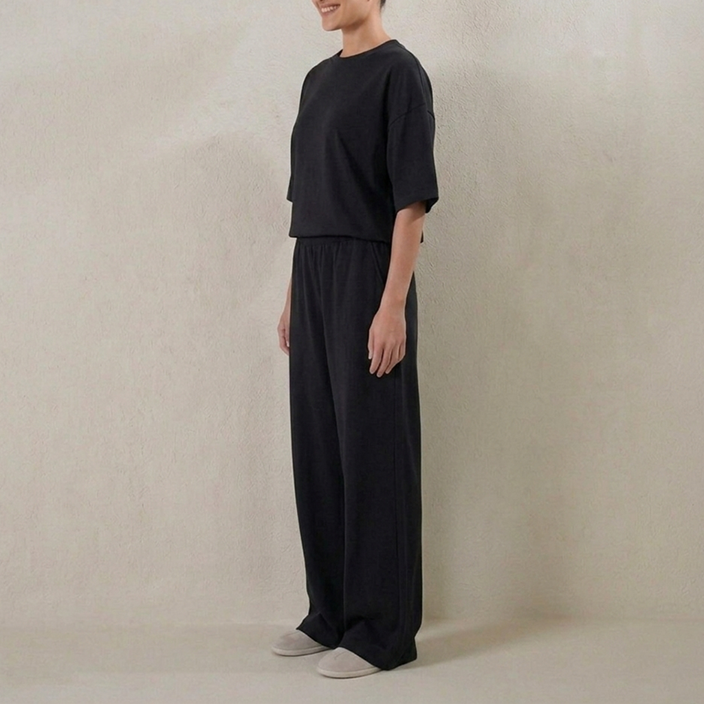 Double Knit Oversized Coord Set - Eve Black