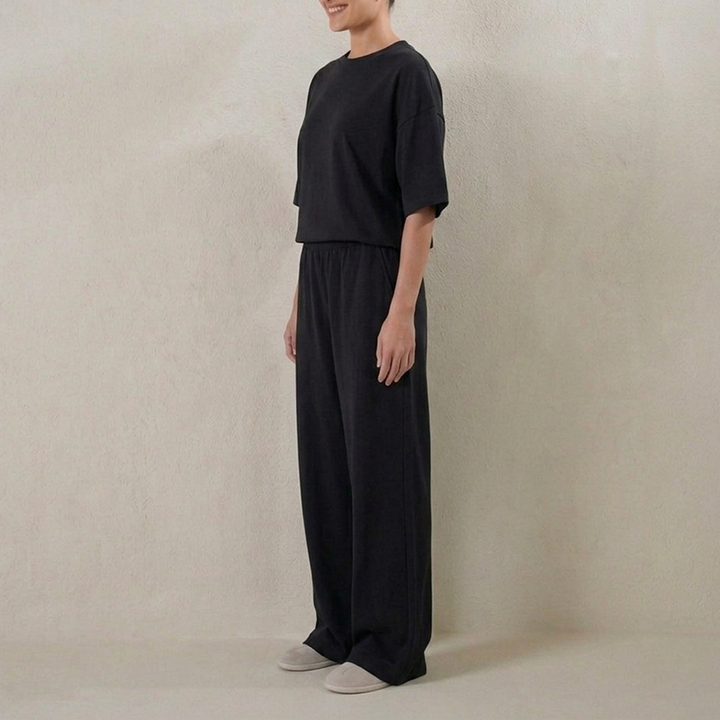 Double Knit Oversized Coord Set - Eve Black