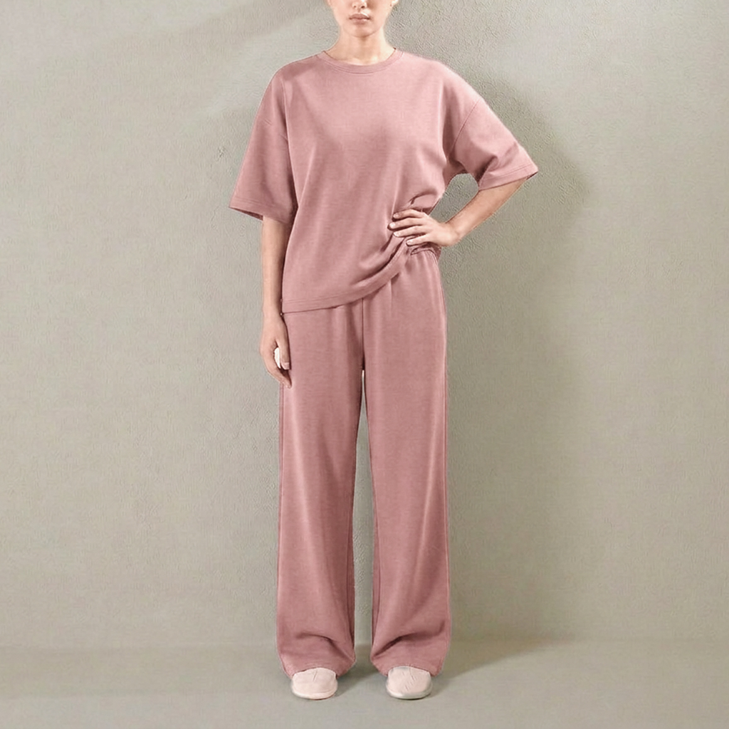 Double Knit Oversized Coord Set - Power Pink
