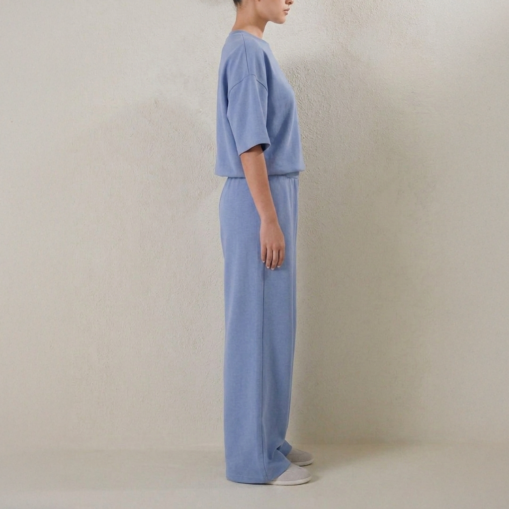 Double Knit Oversized Coord Set - Sapphire Blue