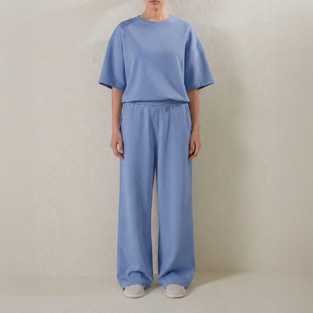 Double Knit Oversized Coord Set - Sapphire Blue