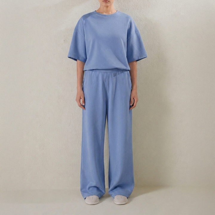 Double Knit Oversized Coord Set - Sapphire Blue