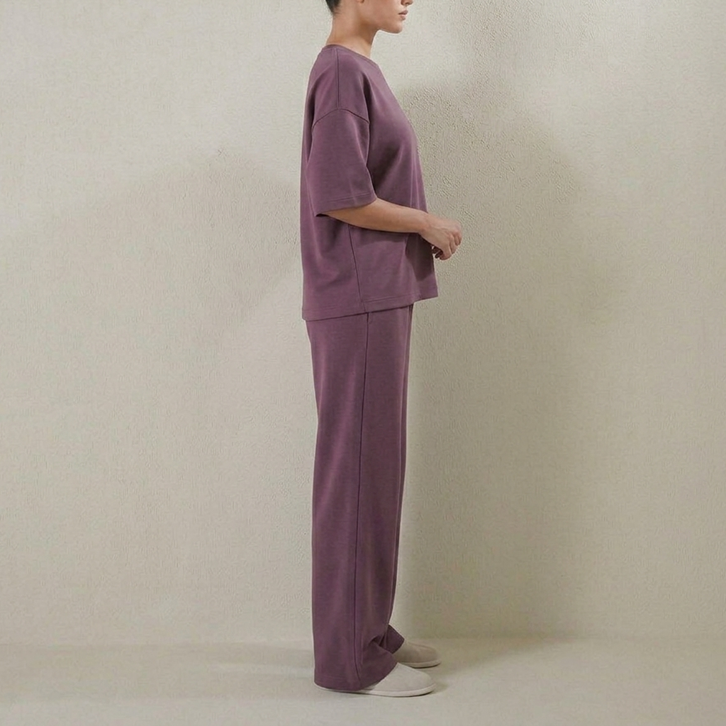 Double Knit Oversized Coord Set - Smoked Berry