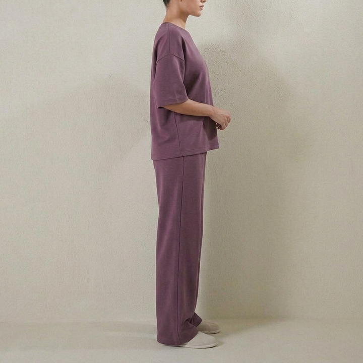 Double Knit Oversized Coord Set - Smoked Berry