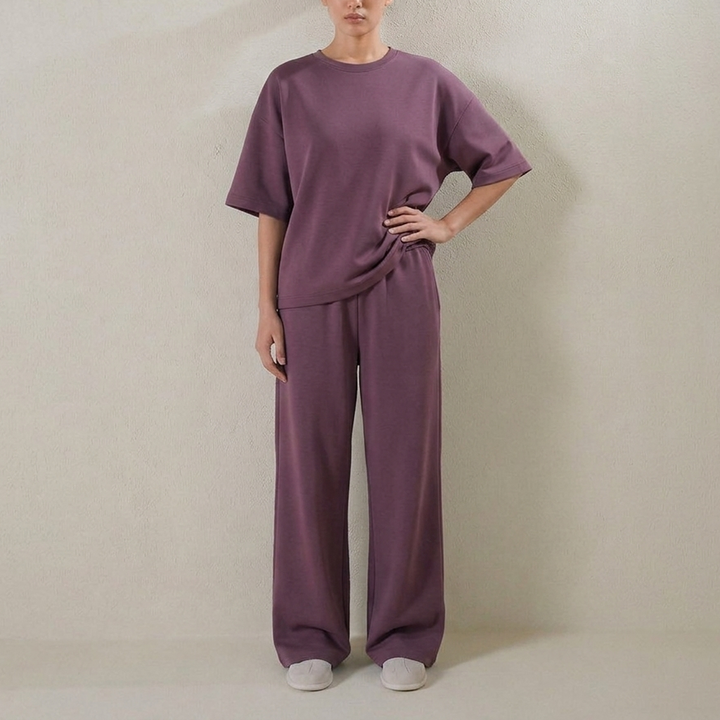 Double Knit Oversized Coord Set - Smoked Berry