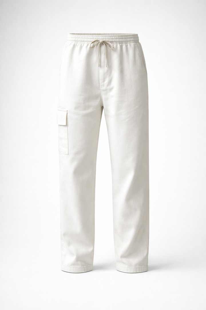 Demin Cargo Pants - White