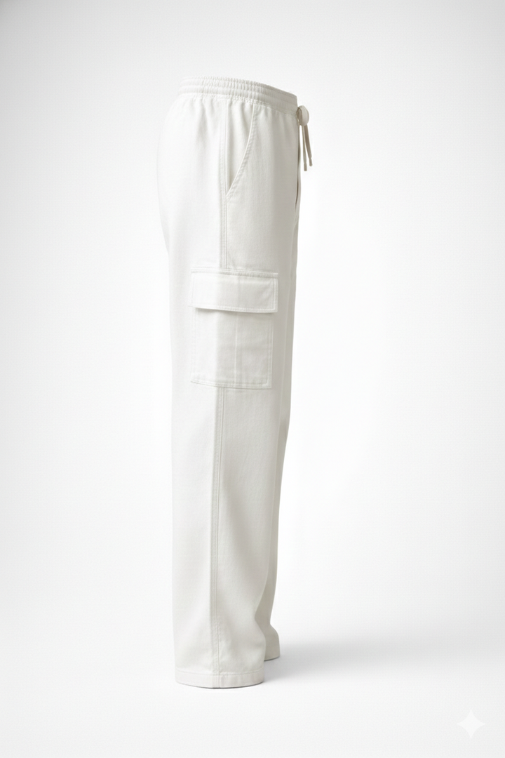 Demin Cargo Pants - White