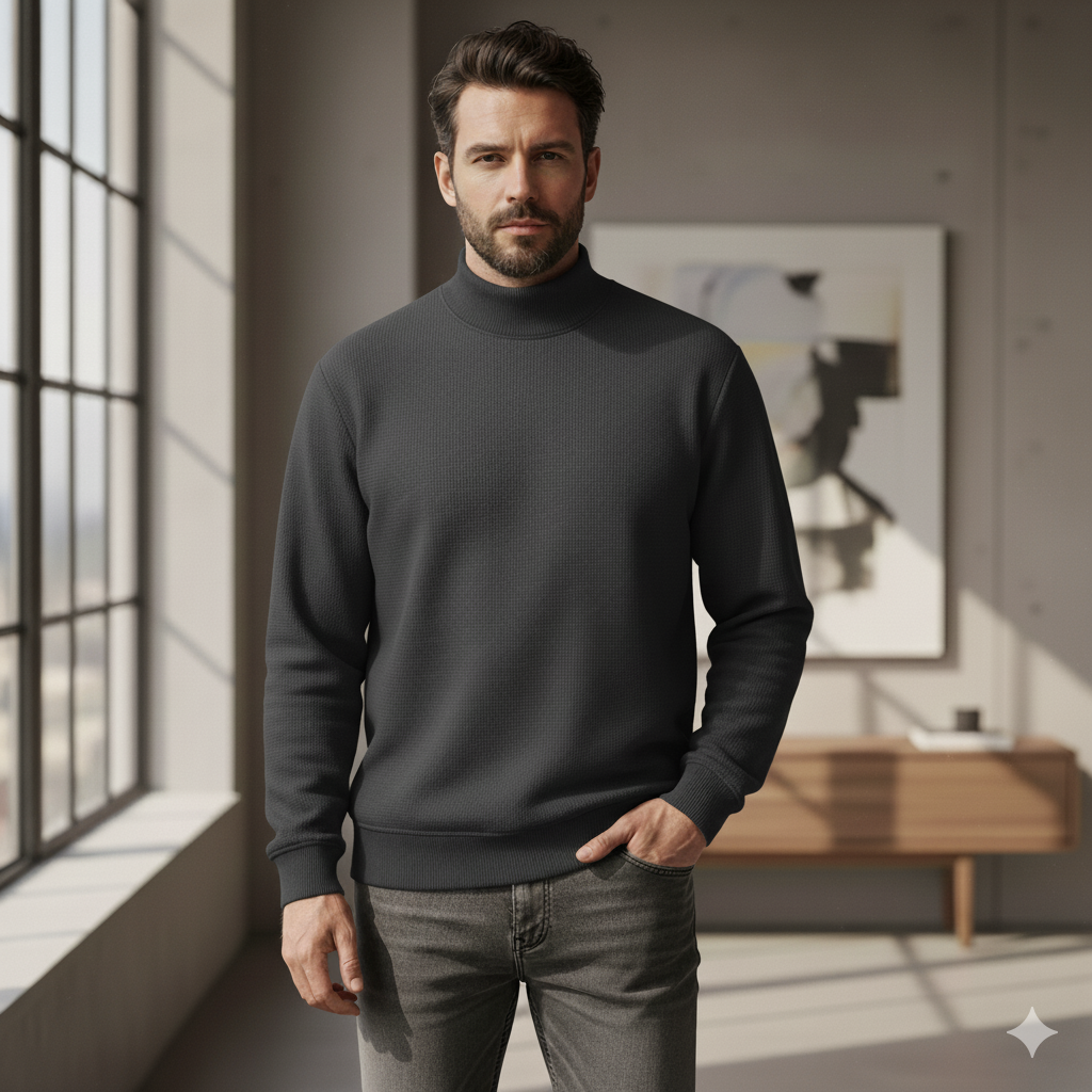 Mock Neck Jumper - Charcoal