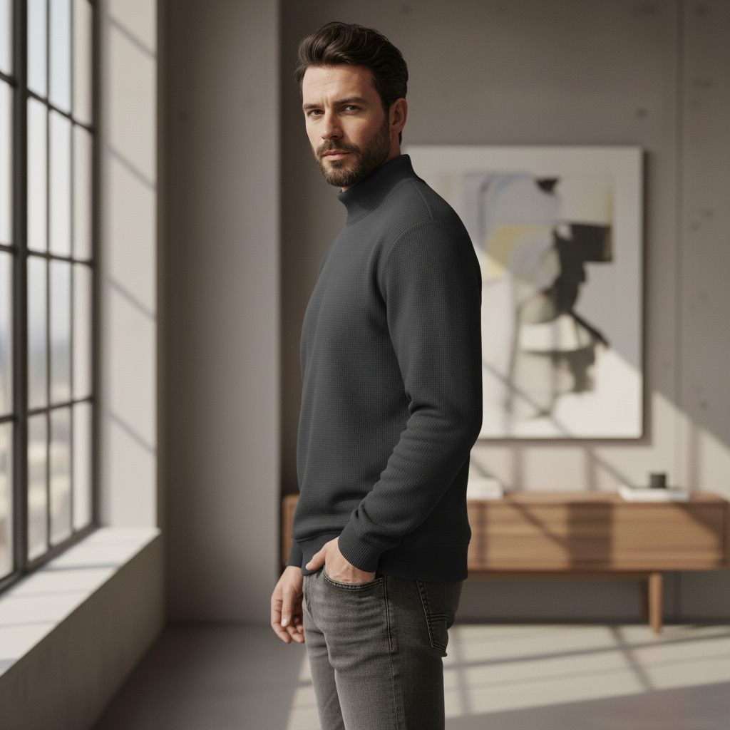 Mock Neck Jumper - Charcoal