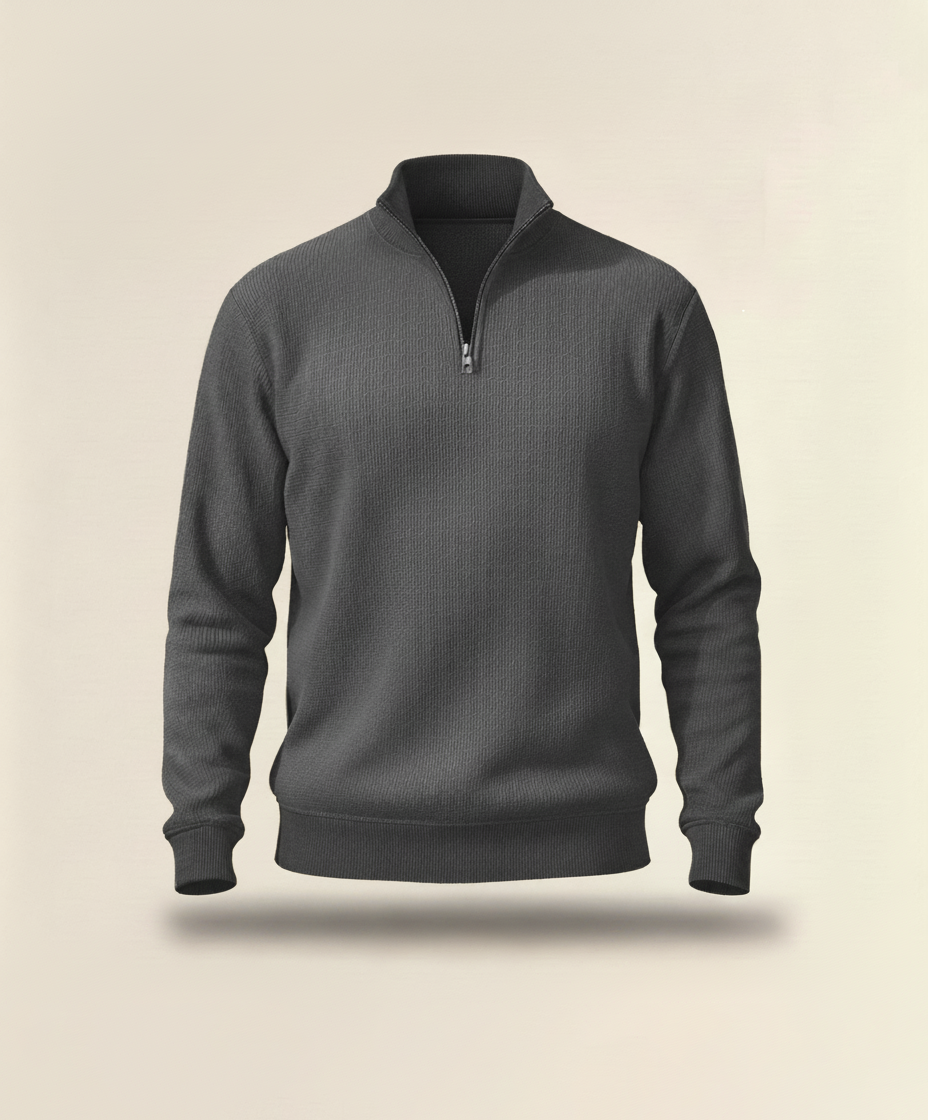 Qtr Zip Mock Neck - Sky Grey