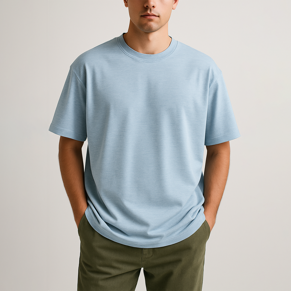 Cotton Edge Oversized Tee Shirt - Heather Blue