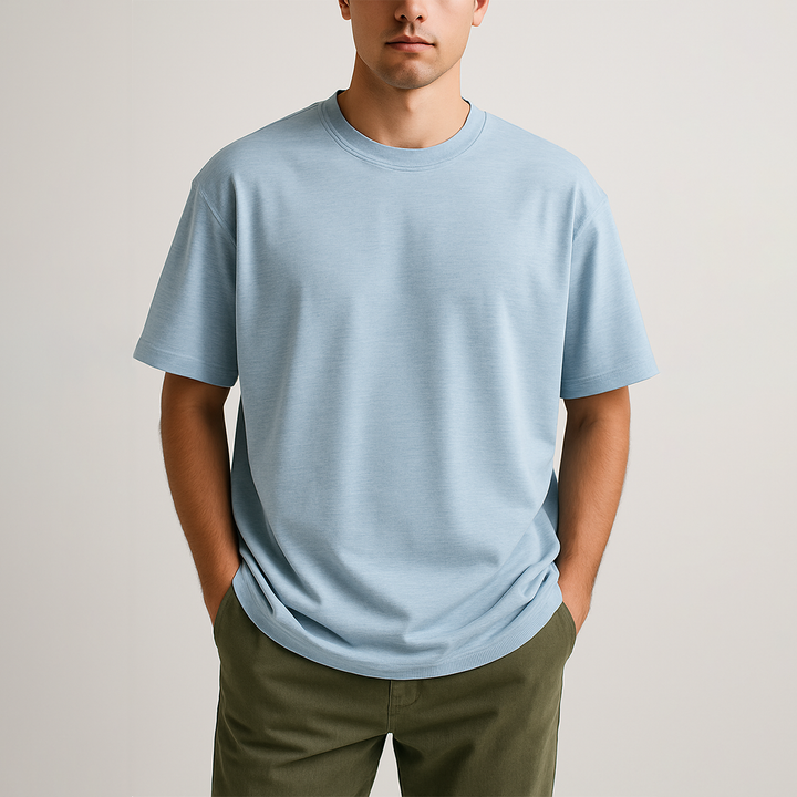 Cotton Edge Oversized Tee Shirt - Heather Blue