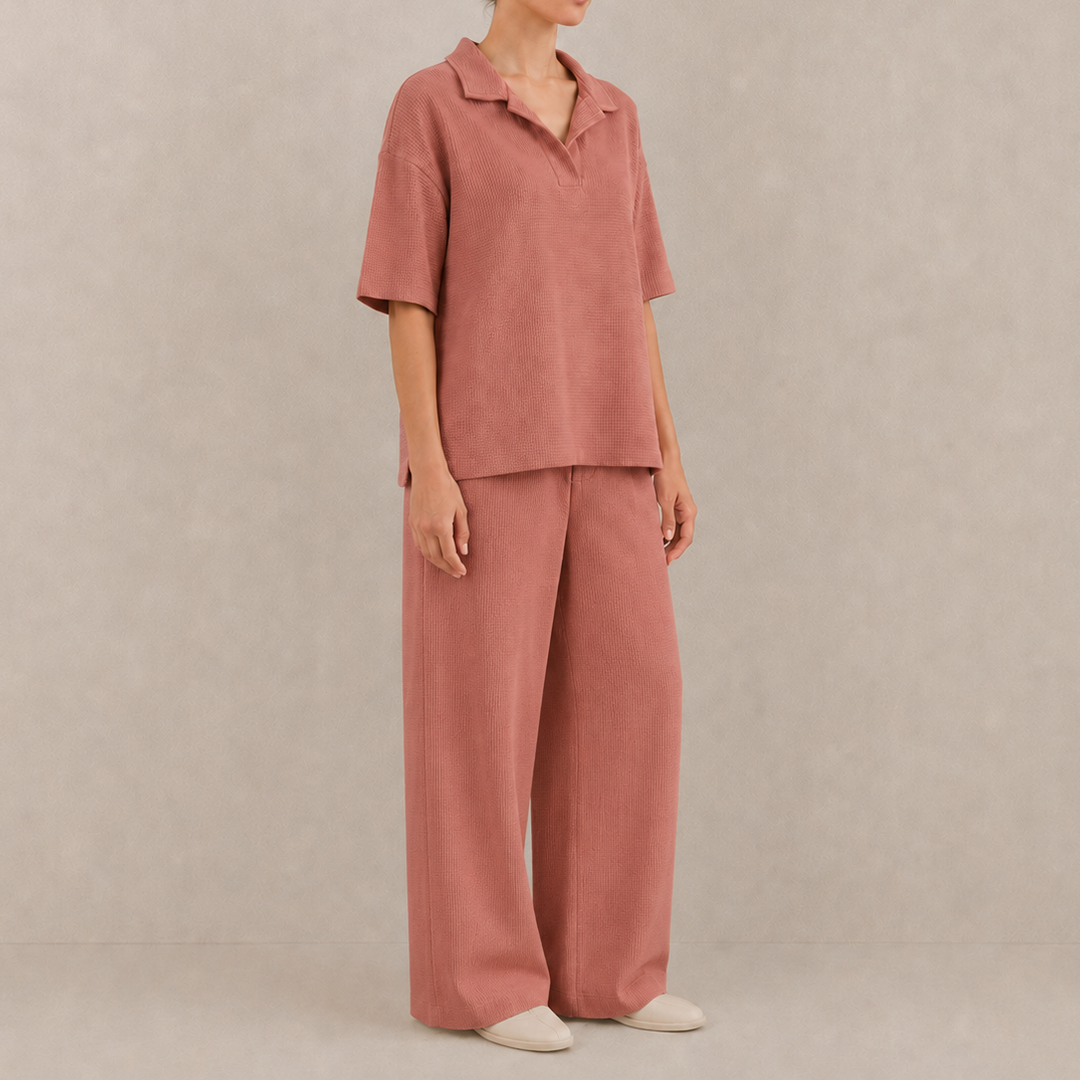 Jacquard Textured Coord Set Terracotta