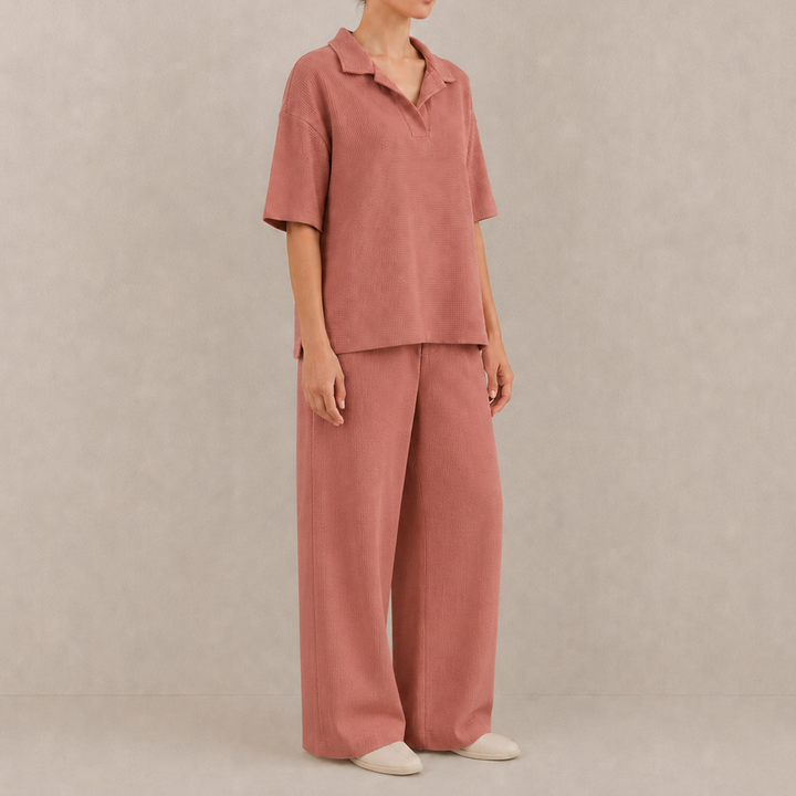 Jacquard Textured Coord Set Terracotta