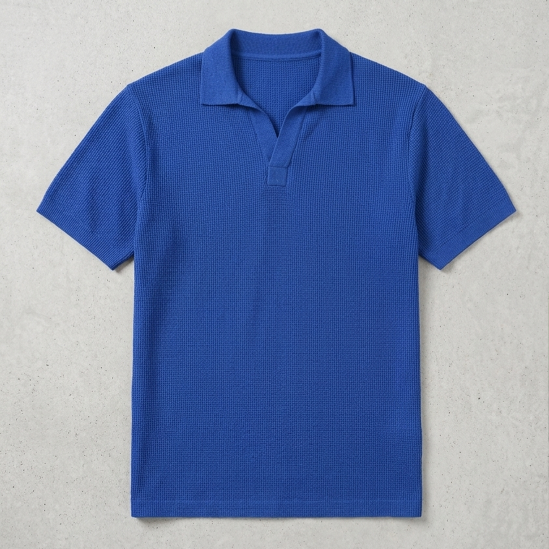 Mini Waffle Johnny Collar Polo | Royal Blue