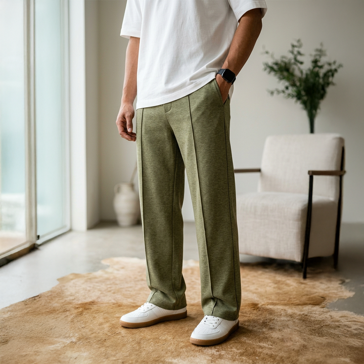 Luxury Knit Pintuck Pants - Khaki