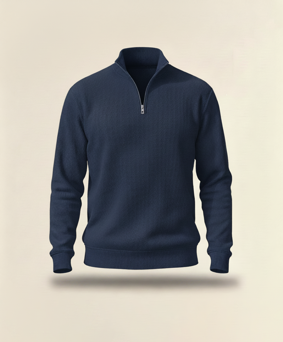 Qtr Zip Mock Neck - Navy